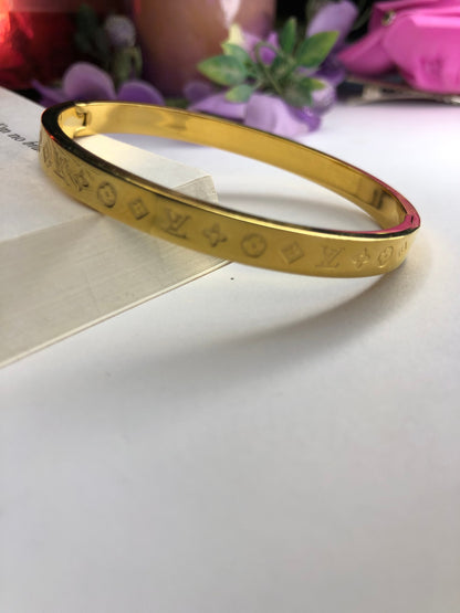 Golden LV Stainless Steel Bangle – Premium Quality Bangle for Elegant Looks