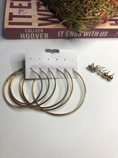 Combo Stud and Hoop Earrings Pack – Pack of 3 Pair Earrings and 3 Pair of Studs