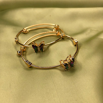 Golden Color Butterfly Bracelets – Set of Two Elegant Bracelets