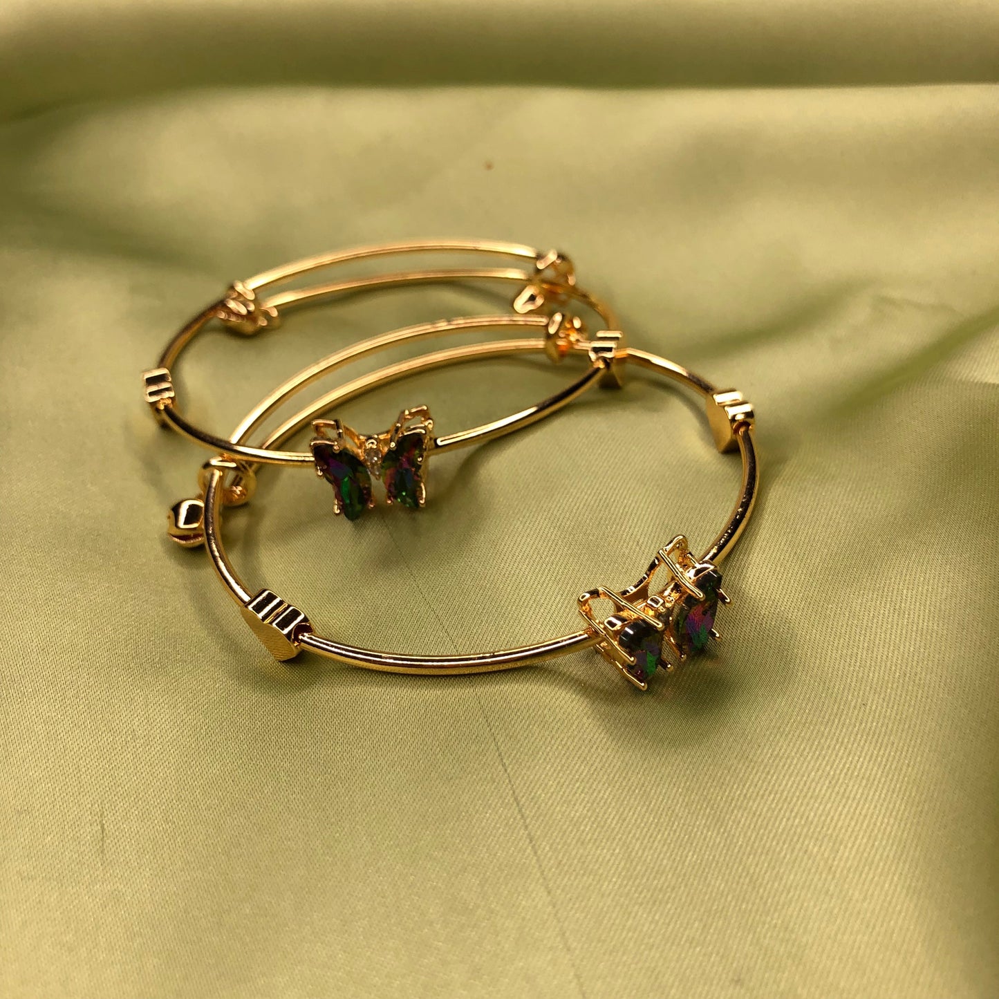 Golden Color Butterfly Bracelets – Set of Two Elegant Bracelets