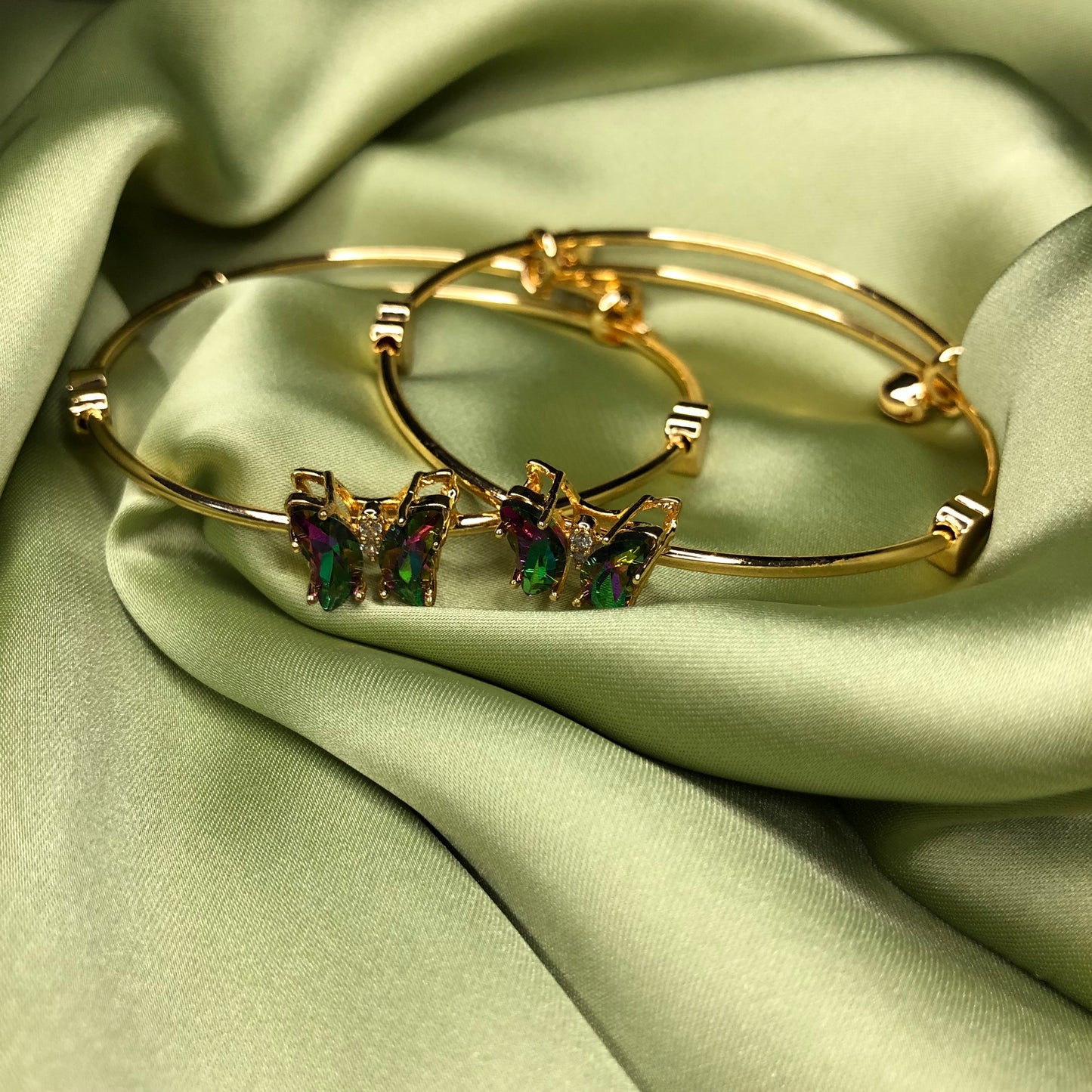 Golden Color Butterfly Bracelets – Set of Two Elegant Bracelets