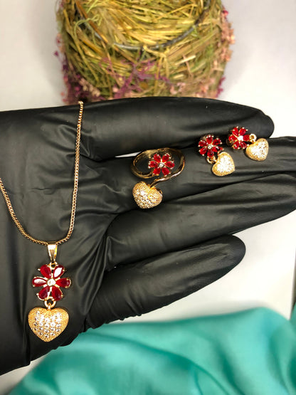 Hearts and Flowers Jewelry Set