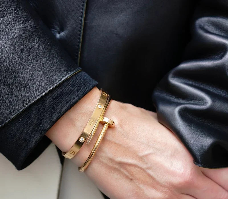 Nail and Cartier Bracelet Stack